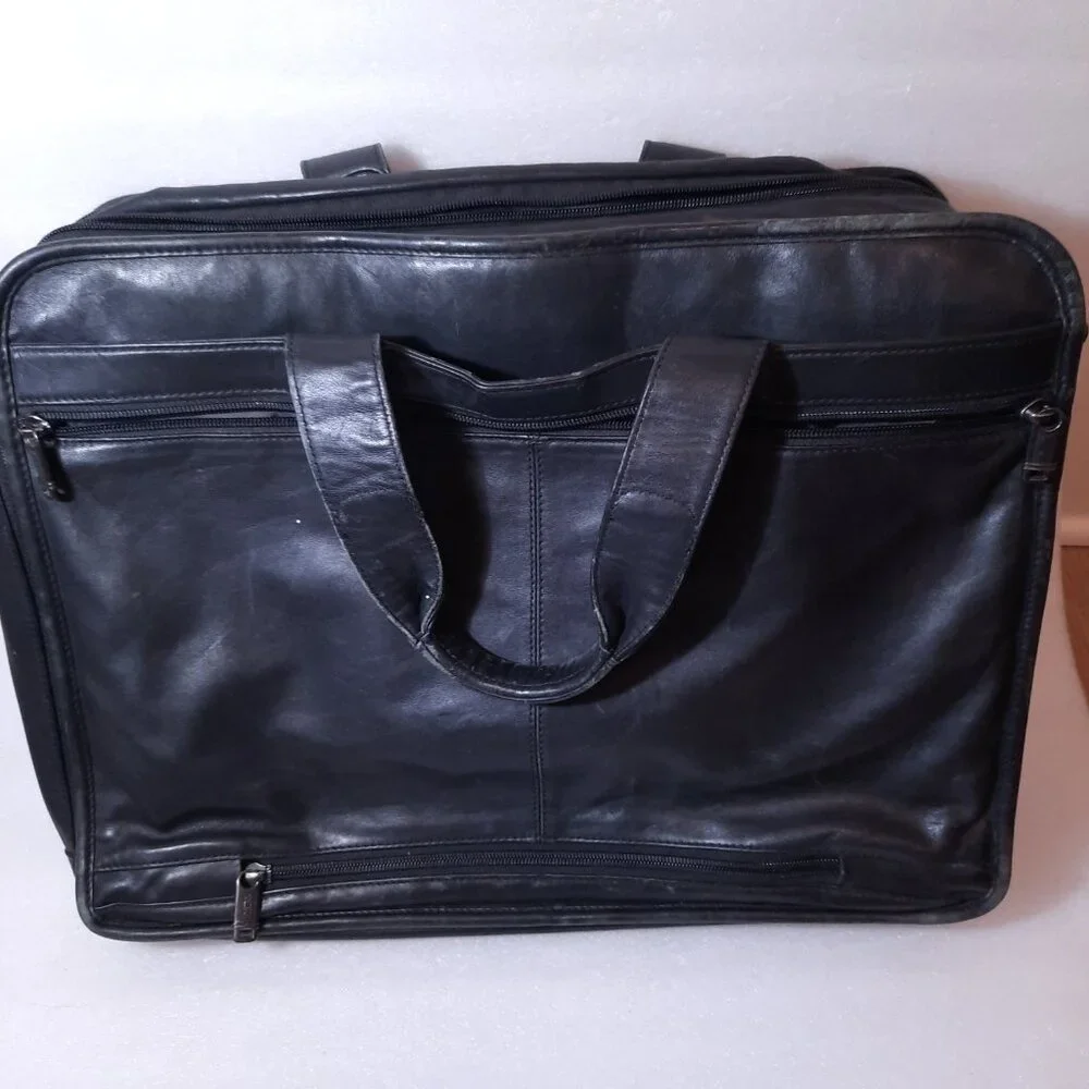Tumi Alpha 2 Laptop Briefcase bag Black Napa Leather 96160D4 Computer distressed